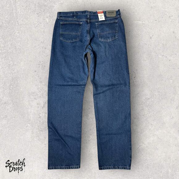 Wrangler Mens High Waist Blue Denim Jeans Vintage Straight Leg Classic Fit Pants - Picture 3 of 6